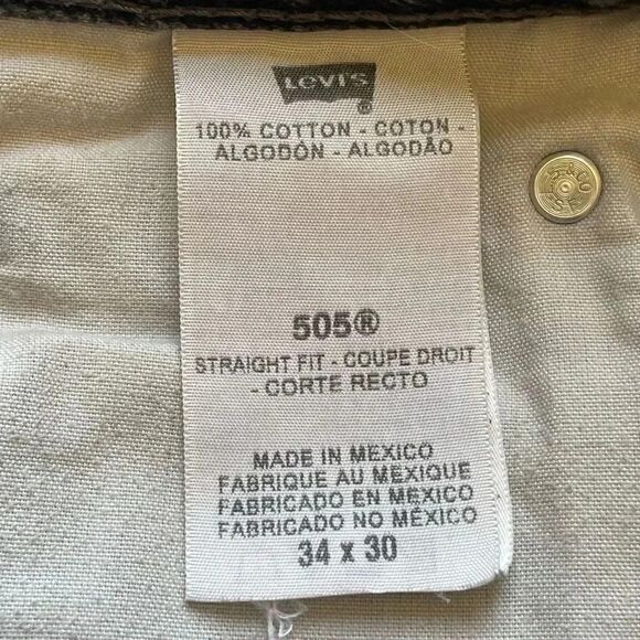 Levi Strauss #505 Black Cotton Straight Fit Men’s Denim Jeans SZ 34 # 1339 - Picture 9 of 13